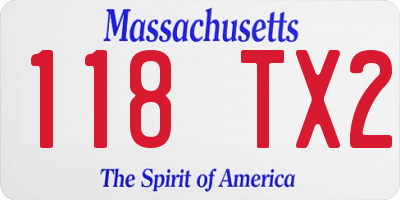 MA license plate 118TX2