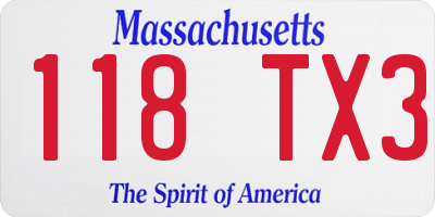 MA license plate 118TX3