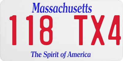 MA license plate 118TX4