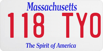 MA license plate 118TY0