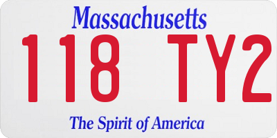 MA license plate 118TY2