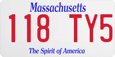 MA license plate 118TY5