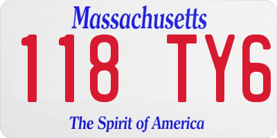 MA license plate 118TY6
