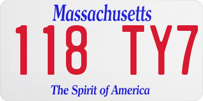 MA license plate 118TY7