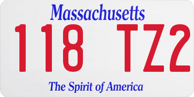 MA license plate 118TZ2