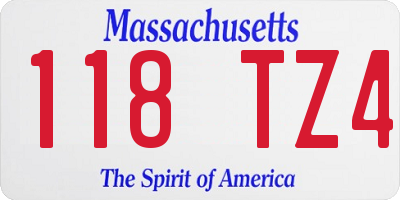 MA license plate 118TZ4