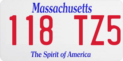 MA license plate 118TZ5