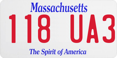 MA license plate 118UA3