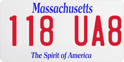 MA license plate 118UA8