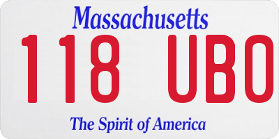 MA license plate 118UB0