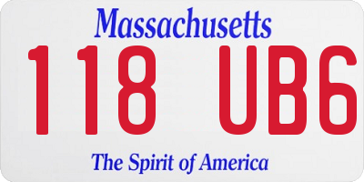 MA license plate 118UB6