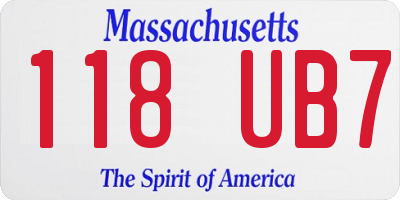 MA license plate 118UB7
