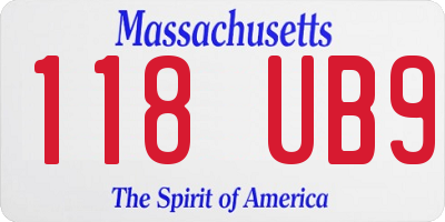 MA license plate 118UB9
