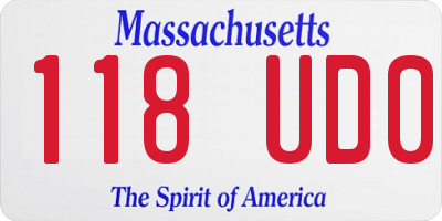 MA license plate 118UD0