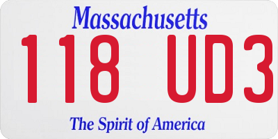 MA license plate 118UD3