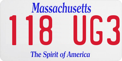 MA license plate 118UG3