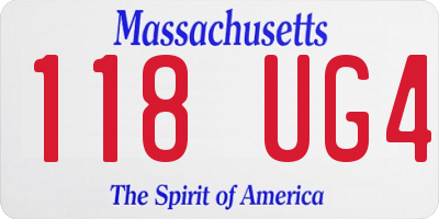MA license plate 118UG4