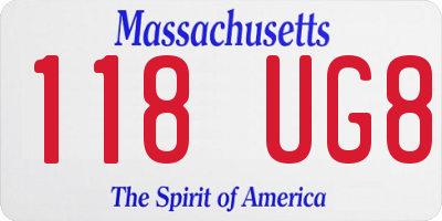 MA license plate 118UG8