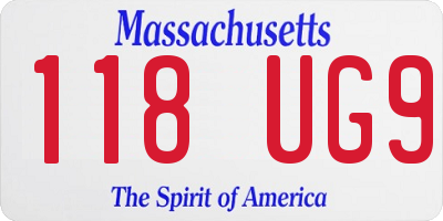 MA license plate 118UG9