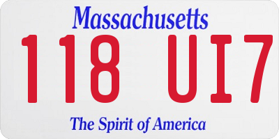 MA license plate 118UI7