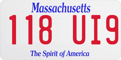 MA license plate 118UI9