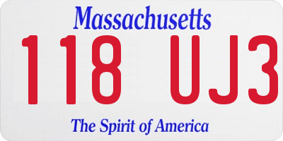 MA license plate 118UJ3