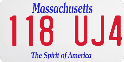 MA license plate 118UJ4