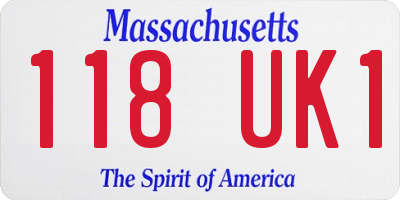 MA license plate 118UK1