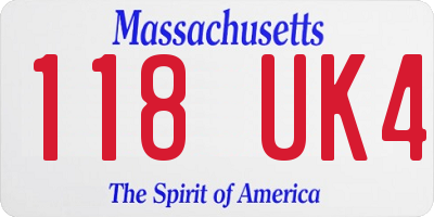 MA license plate 118UK4