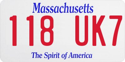 MA license plate 118UK7