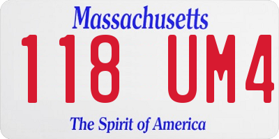 MA license plate 118UM4
