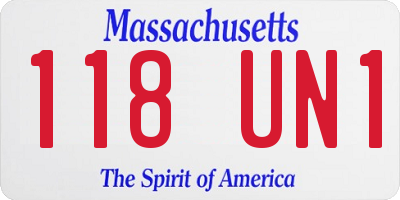 MA license plate 118UN1