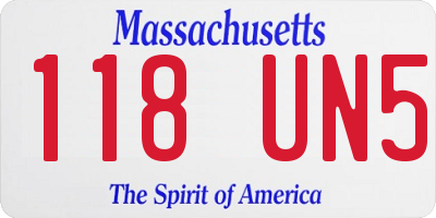 MA license plate 118UN5