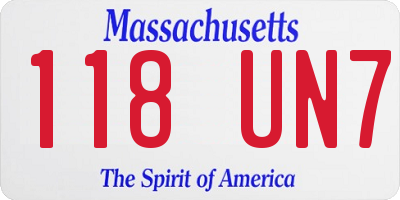 MA license plate 118UN7