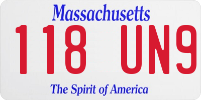 MA license plate 118UN9