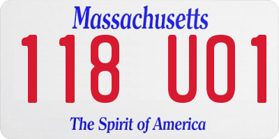MA license plate 118UO1