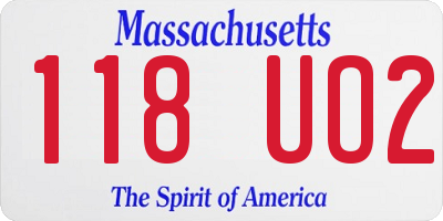 MA license plate 118UO2