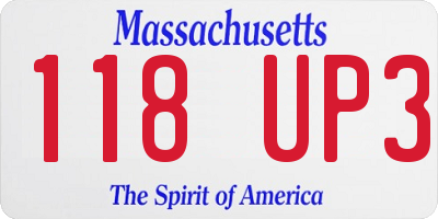 MA license plate 118UP3