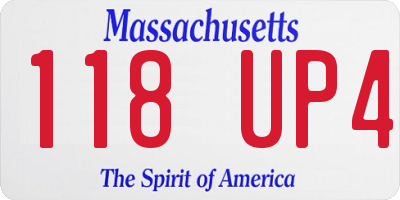 MA license plate 118UP4