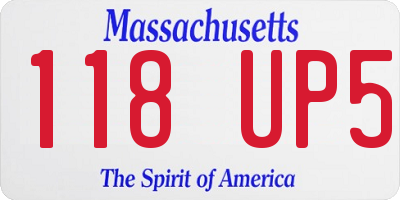 MA license plate 118UP5