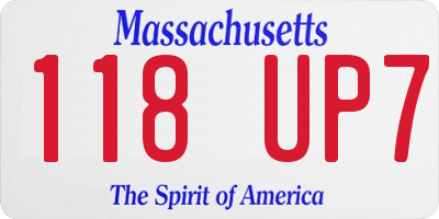 MA license plate 118UP7