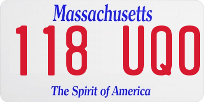MA license plate 118UQ0