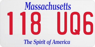 MA license plate 118UQ6