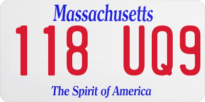 MA license plate 118UQ9