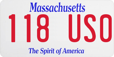 MA license plate 118US0