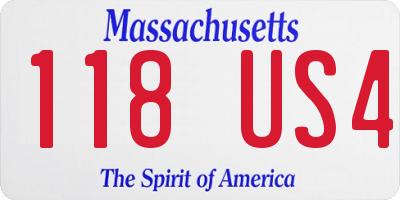 MA license plate 118US4