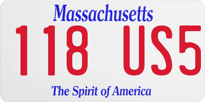 MA license plate 118US5