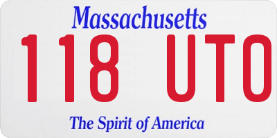 MA license plate 118UT0