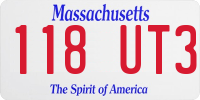 MA license plate 118UT3