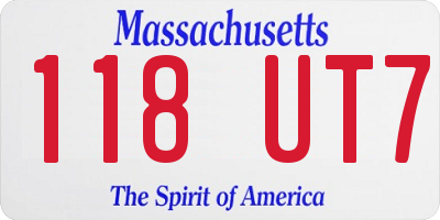 MA license plate 118UT7